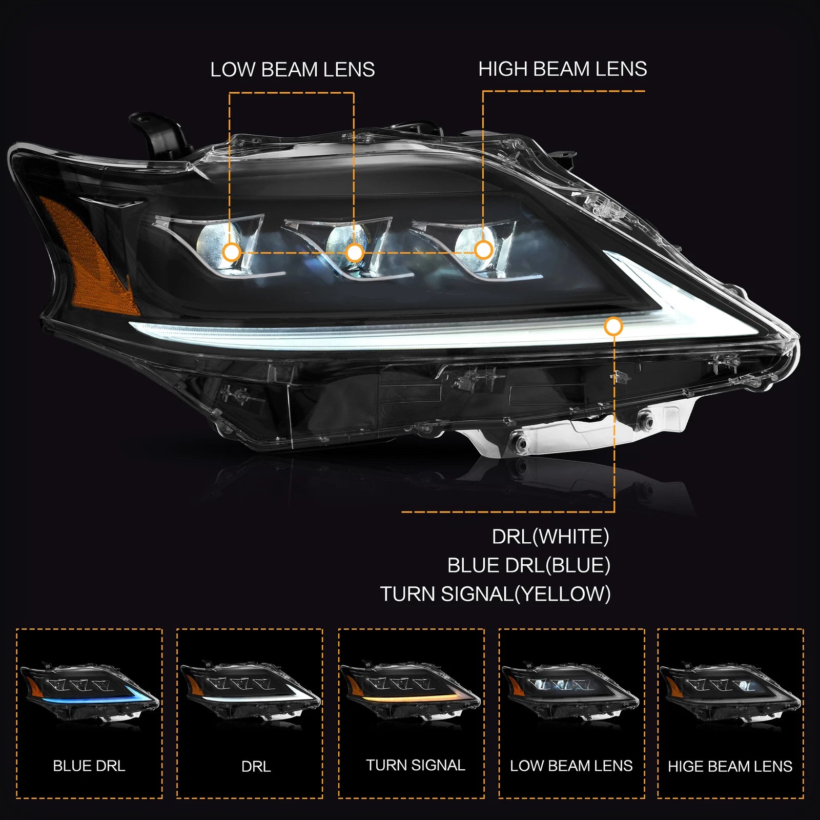 2012-2015 LEXUS RX SEQUENTIAL LED HEADLIGHTS