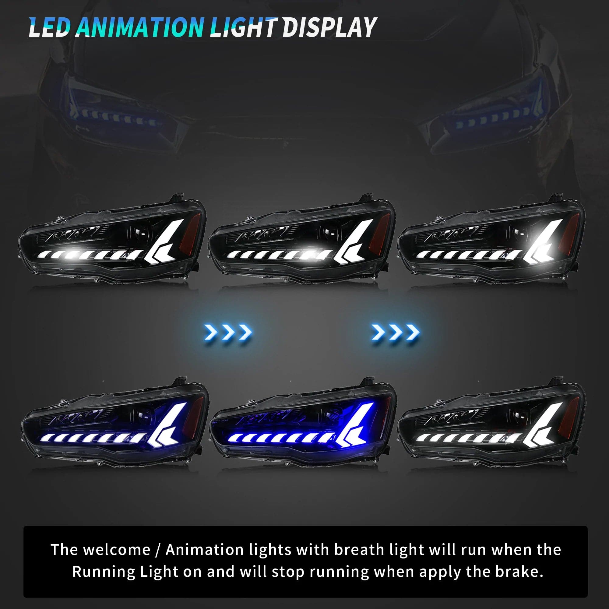 2007-2017 MITSUBISHI LANCER V2 SEQUENTIAL LED HEADLIGHTS
