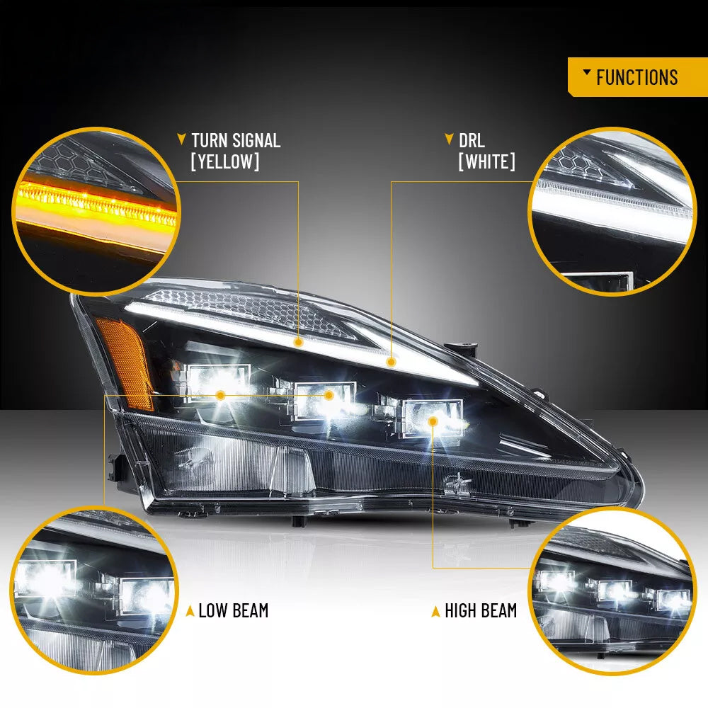 2006-2013 LEXUS IS250 IS350 ISF SEQUENTIAL LED HEADLIGHTS V2